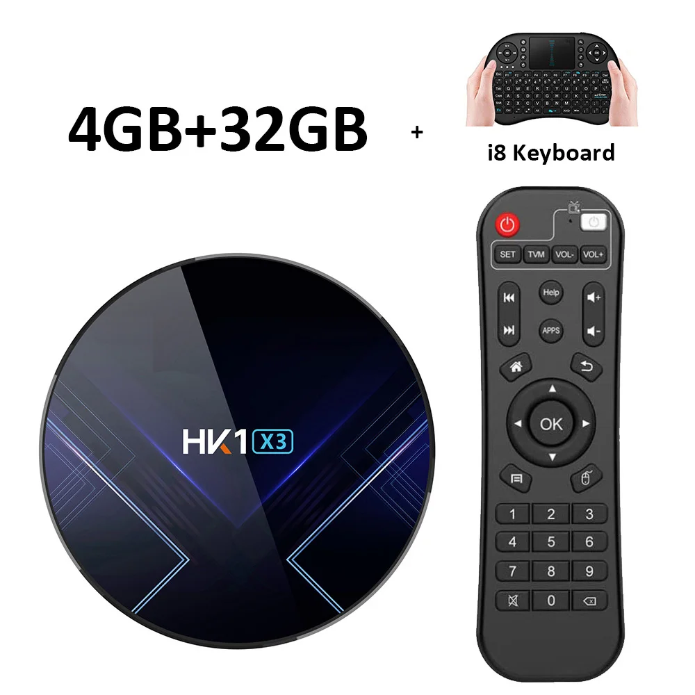HK1 X3 Android 9,0 ТВ приставка Amlogic S905X3 Смарт ТВ приставка 4 ГБ DDR3 32 Гб 64 Гб 128 ГБ 2,4G 5G WiFi Bluetooth 4K медиаплеер - Цвет: 4G32G I8