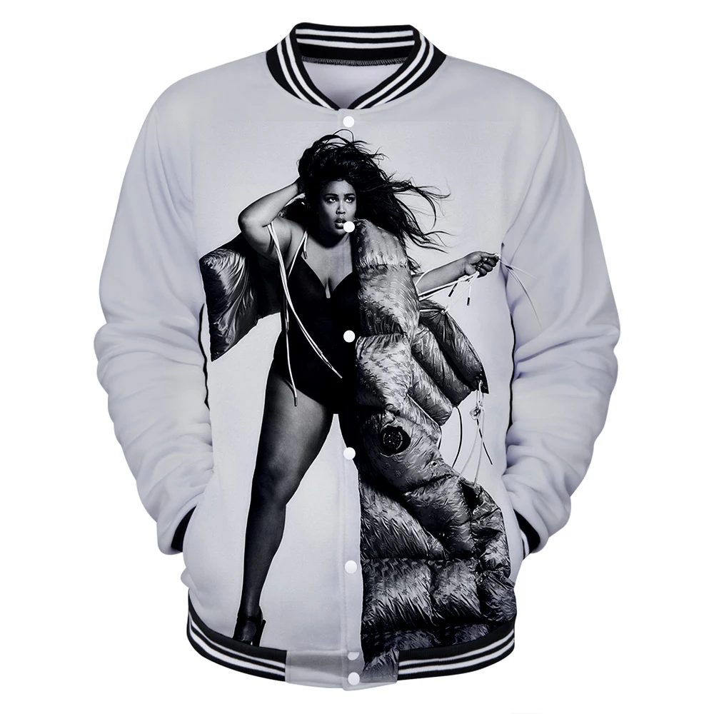 Hoodies &Sweatshirts   Raper Lizzo back 3d Printed Baseball uniform stranger things solid