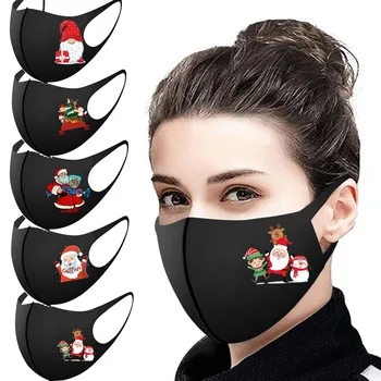 

Face Mask 5PCS Adult Christmas Mouth Mask Protection Washable Earloop Mask Breathable Protection Printing Face Mouth Mask #60