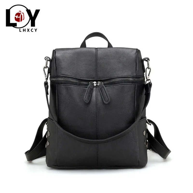 

Korean Ladies Zipper Shoulder Bags Fashion Backpacks Women Waterproof Pu Leather Soft 3 Ways Student Backpacks 2020 New Fashion