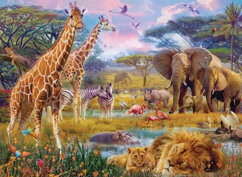 

Jmine Div 5D African Animals Jungle Elephant Giraffe Full Diamond Painting cross stitch kits art zoo 3D paint by diamonds