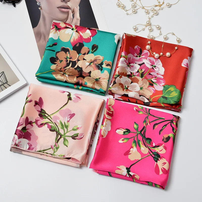 Spring and autumn 70x70cm square scarf women's Satin small silk professional decoration Korean fashion accessories |