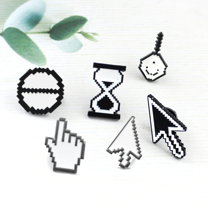 

Computer Cursor Enamel Brooch Arrow Gesture Hourglass Prohibited Symbol Pixel Icon Badge Backpack Jackets Creative Pin Jewelry