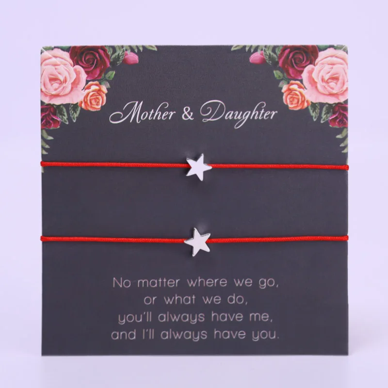 Conjunto de pulseras ajustables para madre e hija, corazón de estrella, brújula de amor, Dijes, Joyería para mujeres y niñas, regalo de Navidad