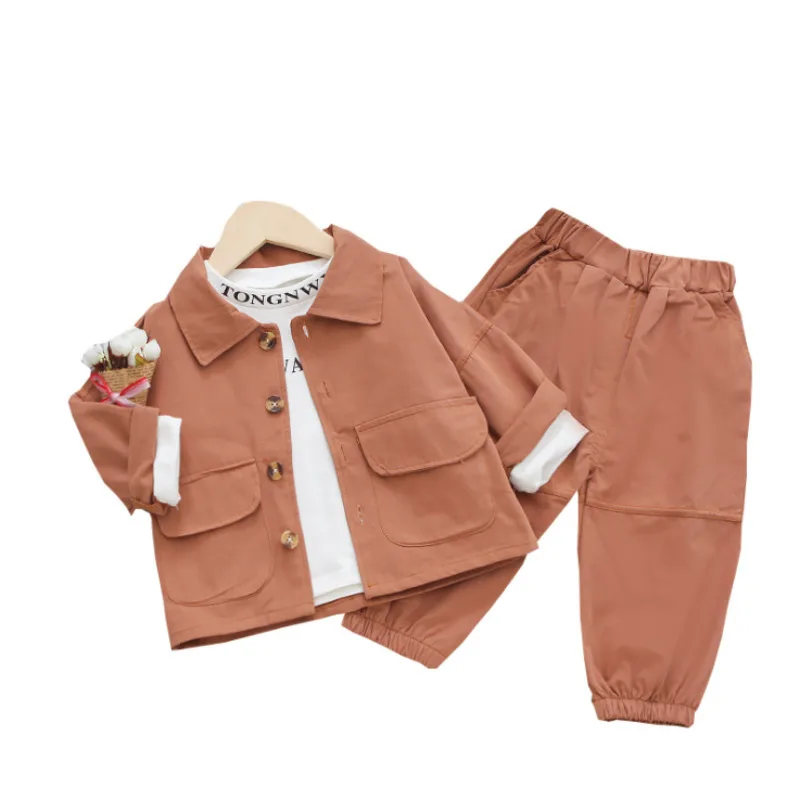 

Spring Autumn New Baby Girls Clothes Children Boys Pocket Jacket T Shirt Pants 3Pcs/sets Toddler Casual Costume Kids Tracksuits