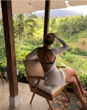 Mini Bodycon Clothing Beach-Dress Holiday Long-Sleeve Backless Sexy White Summer Casual