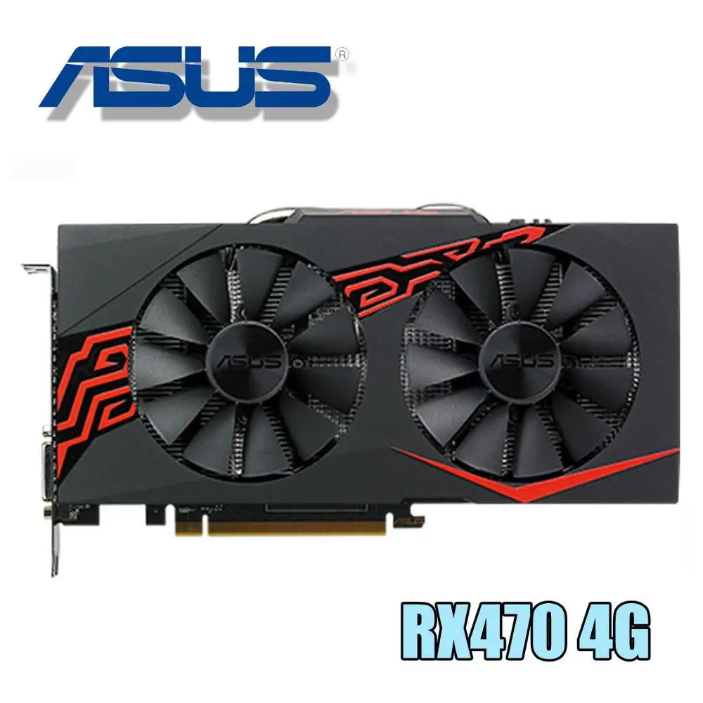 Видеокарта ASUS RX 470 4GB 256Bit GDDR5 видеокарты для AMD RX 400 серии VGA карты RX470 DisplayPort 570 580 480 HDMI б/у