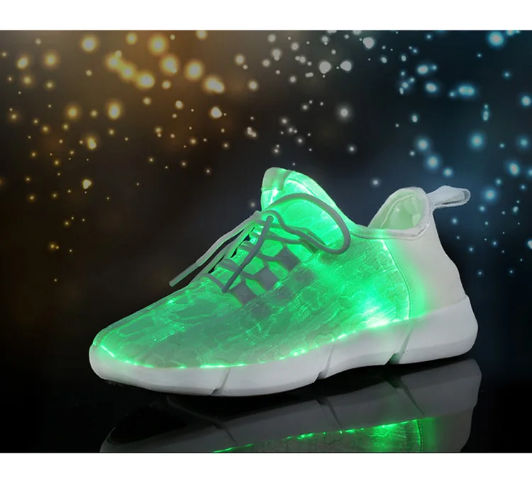 Size25-46 Fiber Optic Fabric Light Up Shoes 11 Colors Flashing Teenager Girls&Boys USB Rechargeable Luminous Sneakers with Light