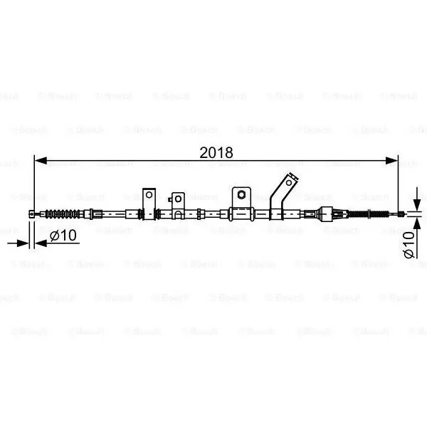 Трос ручного тормоза MITSUBISHI L200 05- 2018мм прав. BOSCH 1 98
