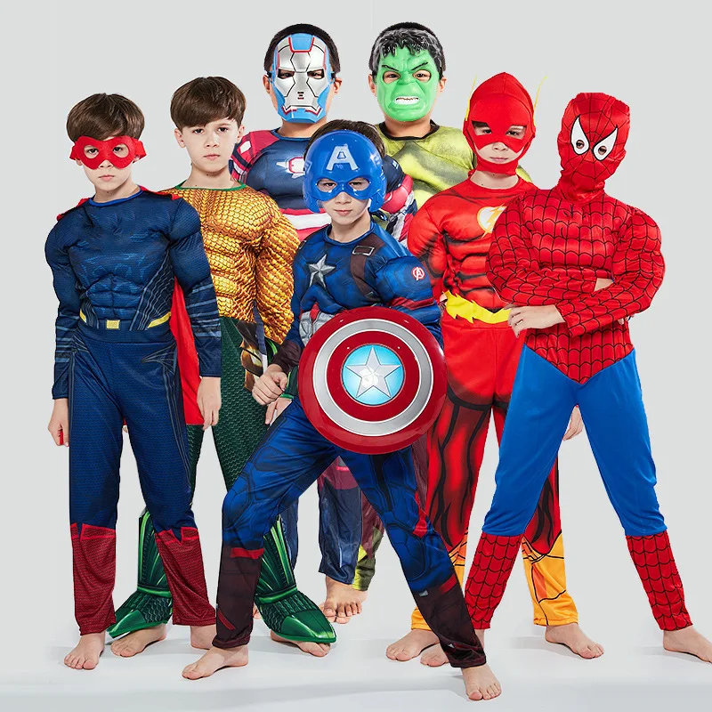 4-12Y Boy & Girl Super Hero Spiderman Cosplay Costume for Boys Carnival Halloween for Kids Party Costume Child Shield Gift Mask naruto outfits