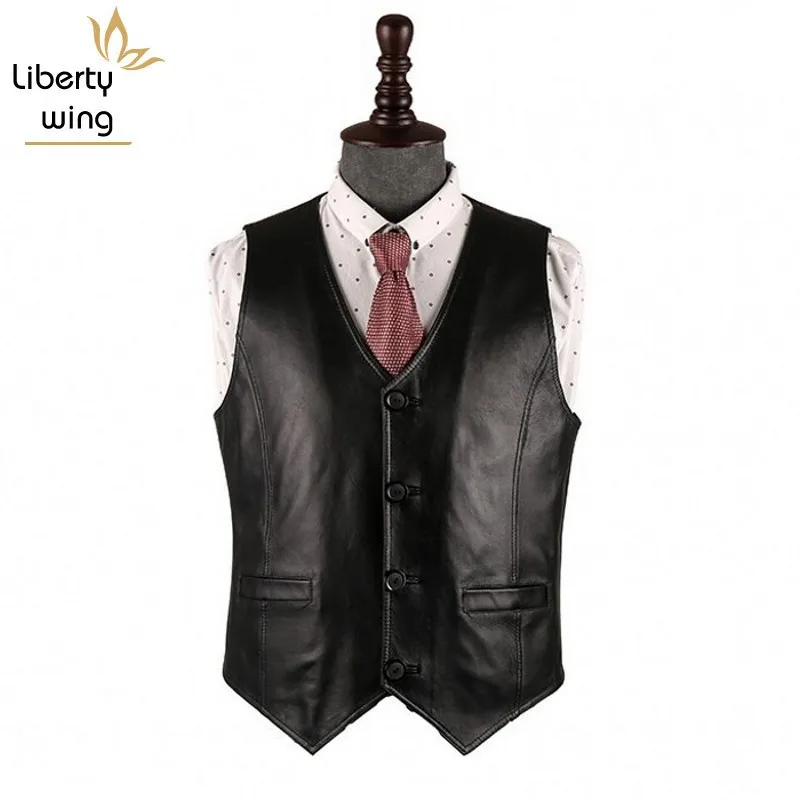 

2020 Spring Autumn Sleeveless Leather Waistcoat Sheepskin Vest Mens Tank Tops For Big Men Plus Size XL-6XL 100KG