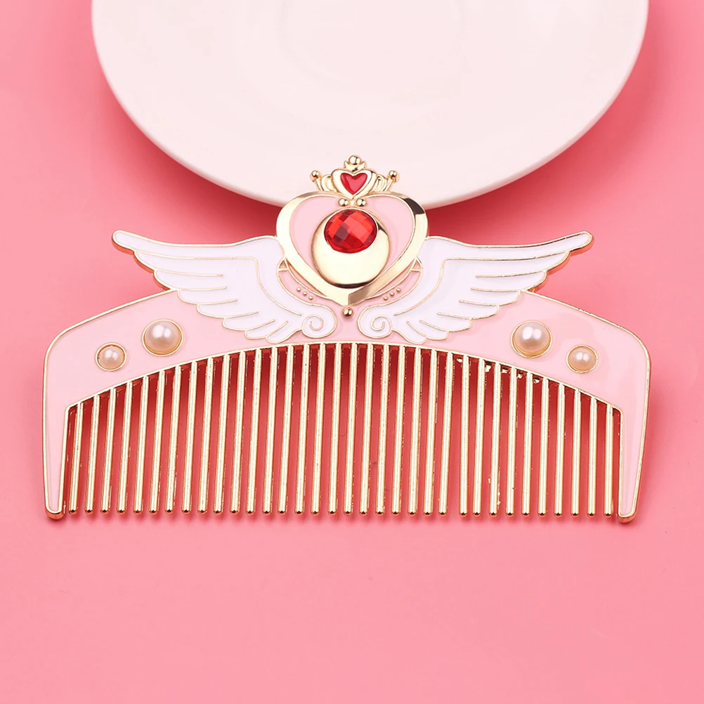 Anime Sailor Moon Hairdressing Comb Cosplay Props Cardcaptor Sakura Pink Woman Cartoon Metal Pettine Originality Gift with bag