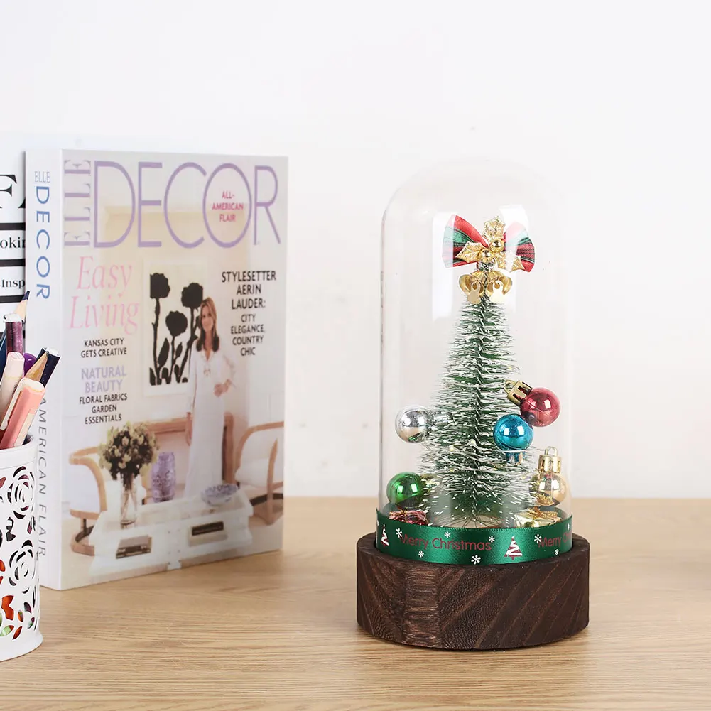 

Artificial Christmas Tree Christmas Glass Cover Gift Beautiful Christmas Lampshade Music Box Home Decoration Creative