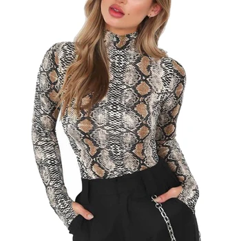 

Sexy Women Long Sleeve Stand Collar Snake Print Leotard Bodysuit Slim Jumpsuit Snake Print Leotard Bodysuit Slim Jumpsuit