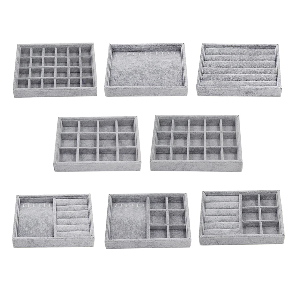 Velvet Rings Organizer Tray Jewel Display Case Holder Storage Box Container шкатулка для украшений