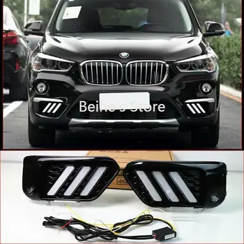 

2pcs For BMW X1 2015-2019 Car LED Daytime Running Light White+Yellow Drive Lamp