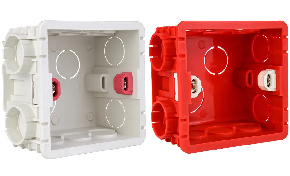 Распределительная коробка для монтажа в стену 86 Тип переключателя кассета Регулируемая внутренняя кассета 86 мм* 85 мм* 50 мм коробка переключателя Розетка коробка красный/белый 2 цвета