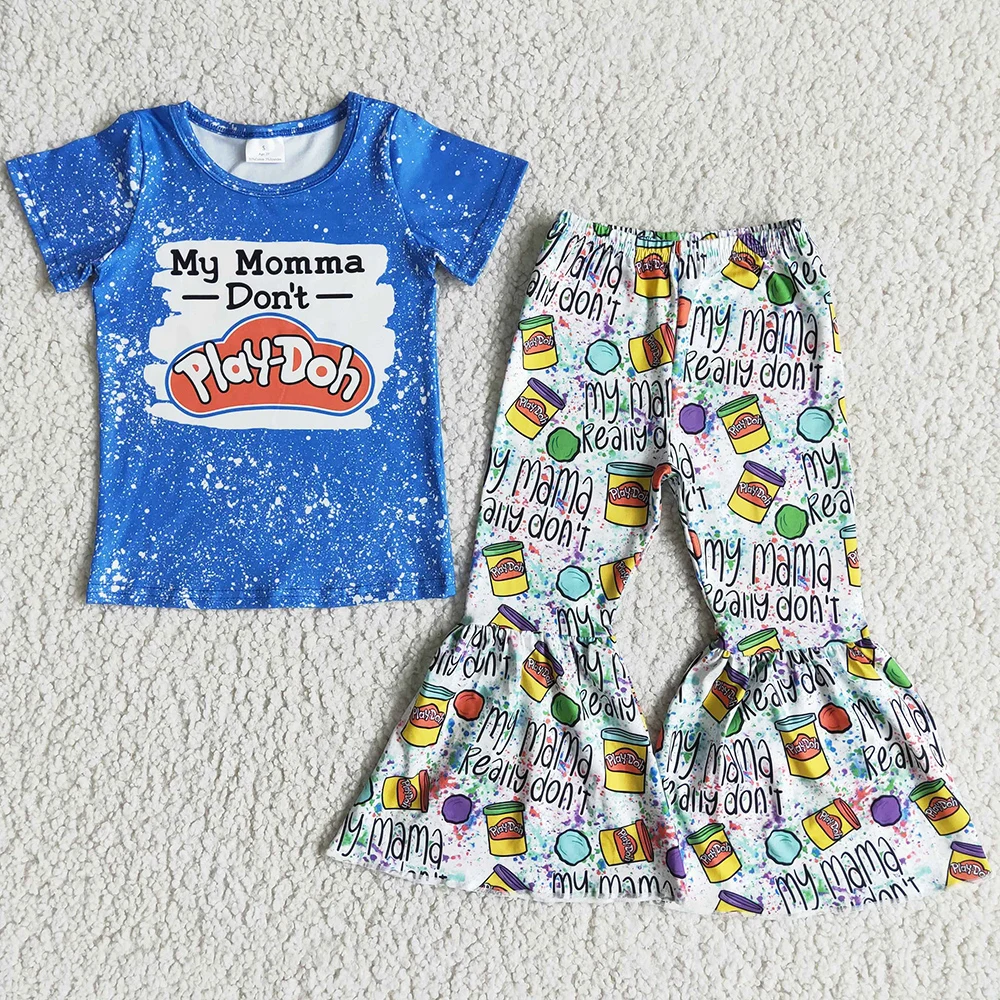 

Hot Sale Kids Designer Clothes Girls Boutique Outfits Fashion Baby Girls Clothes Western Style Clothing Bell Pants Set for Girls
