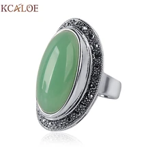 KCALOE дамское кольцо с Зелеными камнями, очаровательное Брендовое ювелирное изделие, античные черные стразы, натуральный камень, свадебные кольца на годовщину Anillos