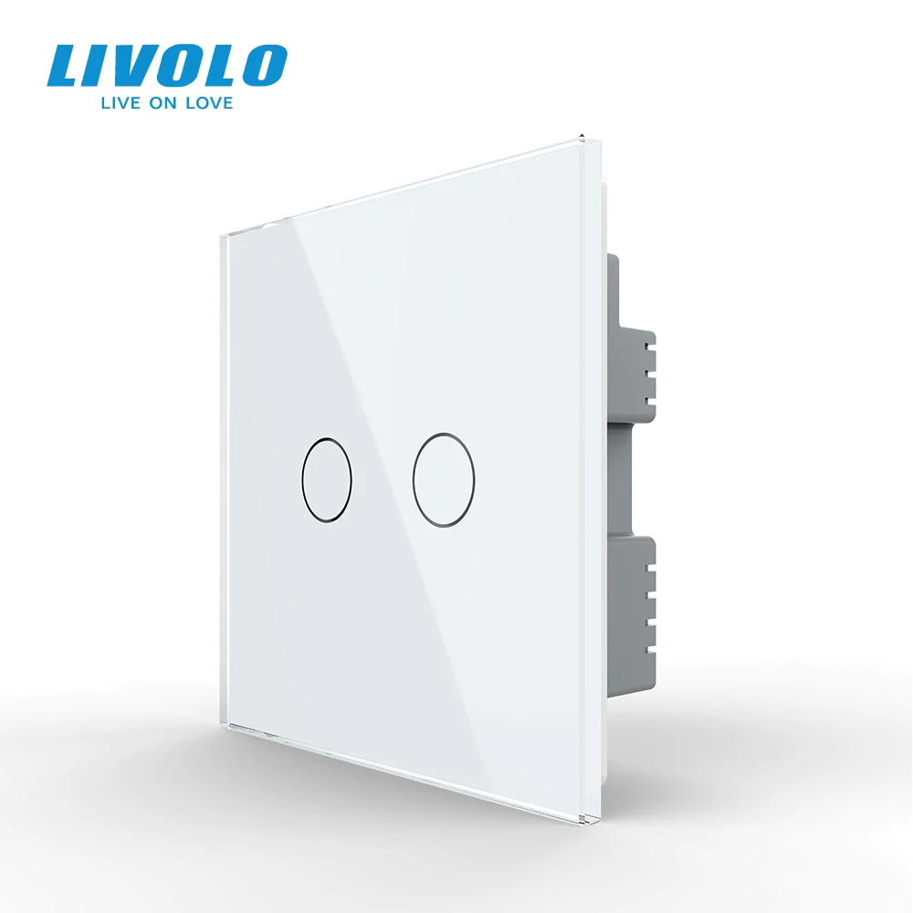 Настенный сенсорный выключатель Livolo со стеклянной панелью и светодиодной