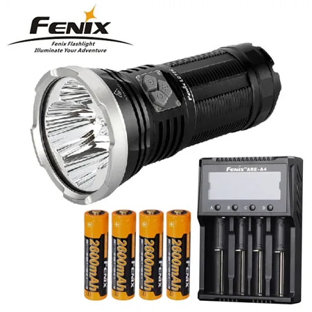 Яркий гидроизоляционный фонарь FENIX LD75C 4200 люмен с большим радиусом действия+ аккумулятор fenix 3500X4+ зарядное устройство fenix A4