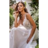 Long Boho A-Line Backless Wedding Dress 3D Flowers Spaghetti Straps Bride Dresses Princess Floor Length Wedding Gowns 3