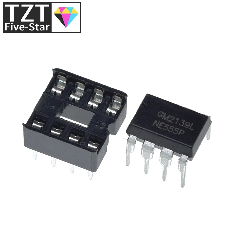 10pcs , (5 Each) Ne555 Ne555p Ic 555 Timer Programming Oscillator Chip & 8 Pin Dip Sockets