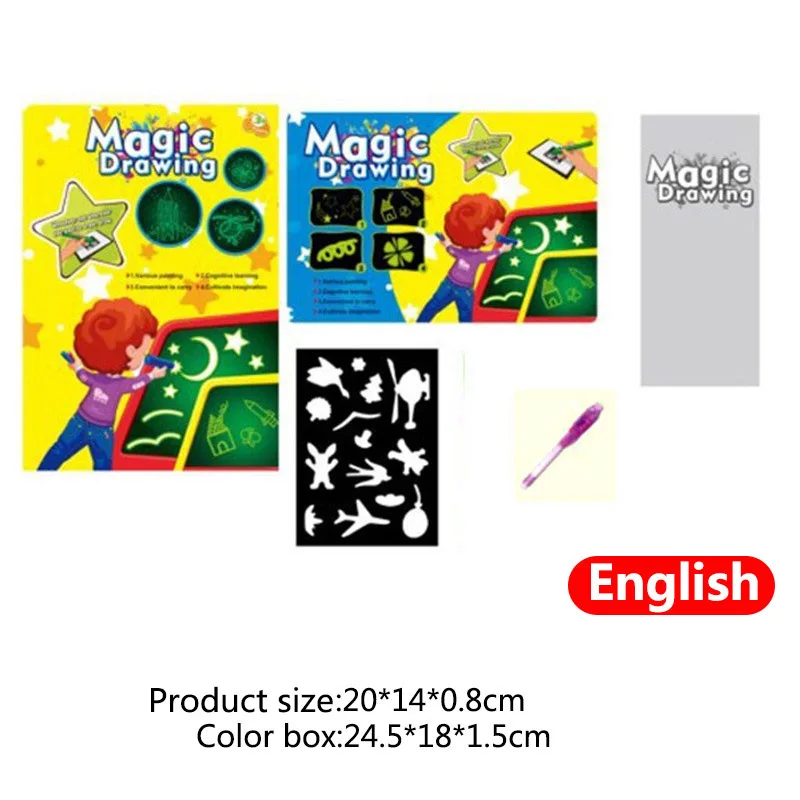 A5 светодиодный светящийся чертежный щит для рисования граффити, волшебная доска для рисования в темноте, обучающий фосфоресцирующий светильник, забавные игрушки для детей - Цвет: English-S