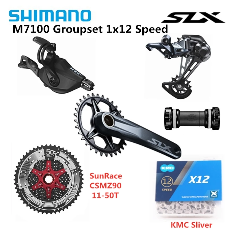 SHIMANO DEORE SLX M7100 комплект горного велосипеда MTB 1x12 speed 11-50T FC+ SL+ RD+ CSMZ90+ KMCX12 с MT800BB M7100 12 speed Groupset - Цвет: 2 Groupset