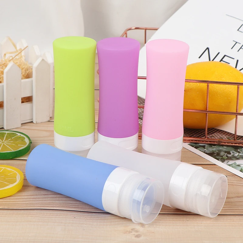 1PCS 60ML Refillable Silicone Bottles Portable Traveler Lotion Shampoo Press Bottle Cosmetic Refillable Silicone Bottle