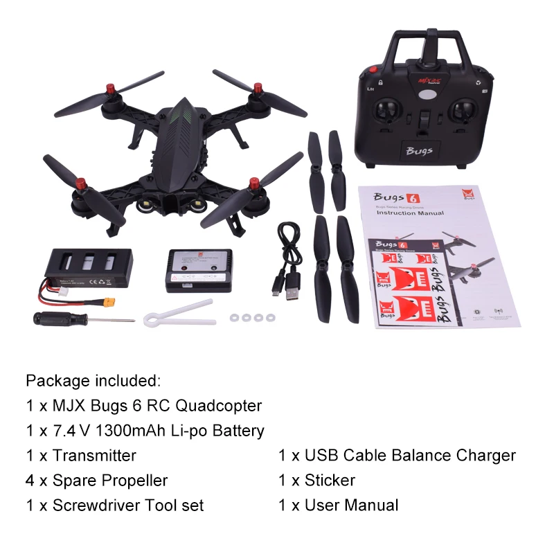 MJX B6 Bugs 6 2,4G RC гоночный Дрон 2204 KV бесщеточные двигатели 6 Axis Gyro высокая скорость RTF RC Квадрокоптер угол/Acro режим