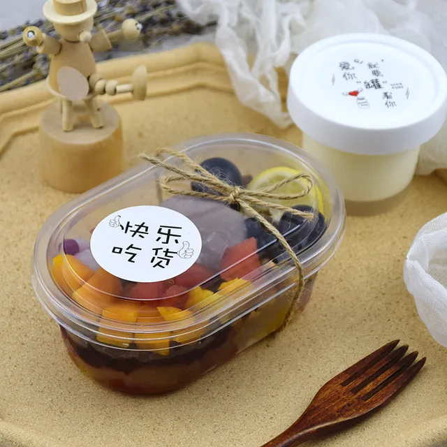 50Db Nettó Piros Háziállat Műanyag Tál Átlátszó Torta Doboz Csomagolás Gyümölcs Saláta Fagylalt Puding Zselés Desszert Csésze Fedéllel 500 Ml - Image 2