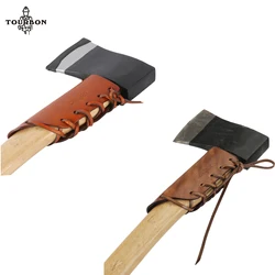 Tourbon en cuir véritable, hache, hachette, poignée, collier de garde avec œillets, porte outils, pochette, gaine, accessoires 