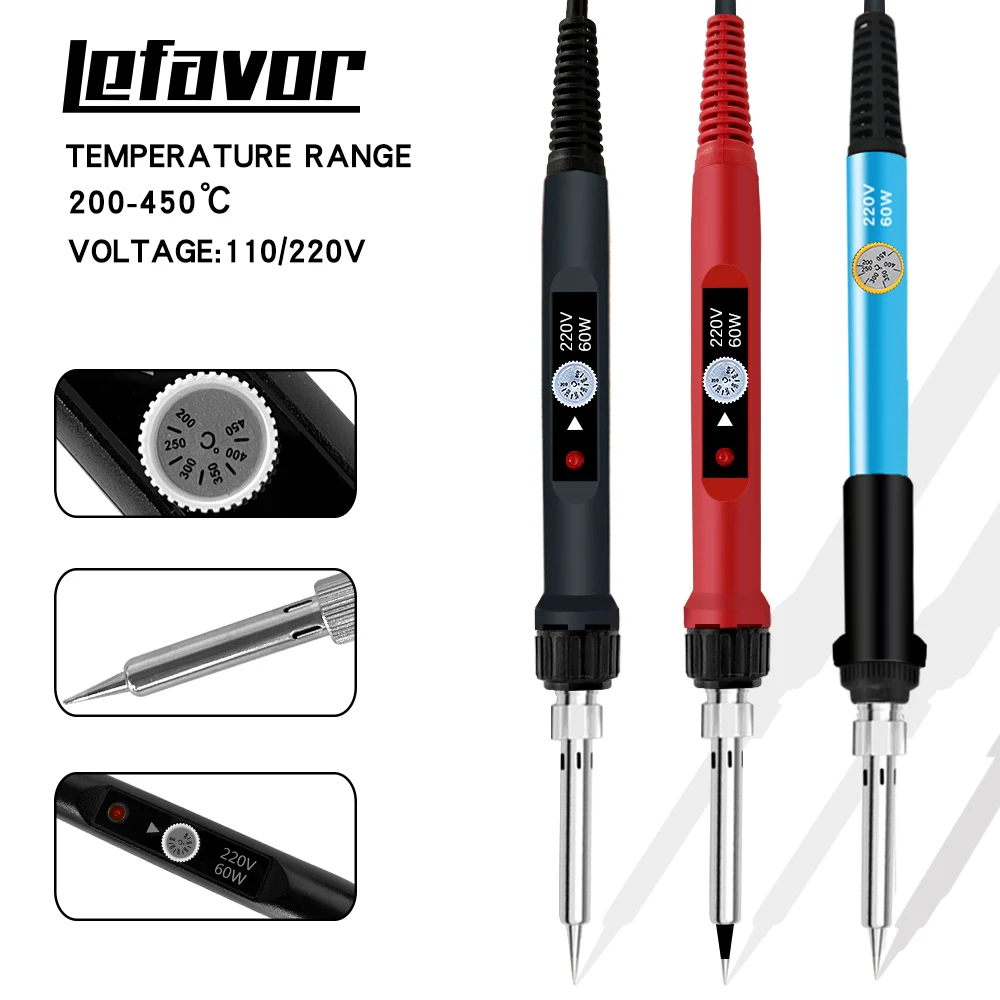 Soldering Iron 60W Adjustable Temperature Electric Solder Iron Rework Station Mini Handle Heat Pencil Welding Repair Tools