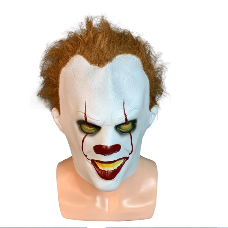 NO LED luminous mask Страшная маска клоуна Стивен Кинг Маска Pennywise глаза будут блестеть Латекс Хэллоуин Косплей Монстр реквизит вечерние костюмы - Цвет: NO LED luminous mask