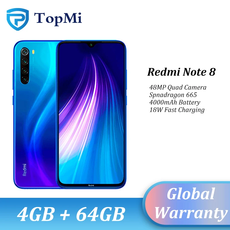 In stock!Global ROM Xiaomi Redmi Note 8 4GB RAM 64GB ROM Smartphone 48MP Quad Camera Snapdragon 665 6.3