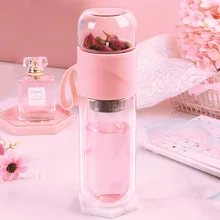 

350ML High Quality Double Glass Water Bottle Girl Student Portable Creative Tea Separation Cup Mug Milk Gift Bottle for Water Wi