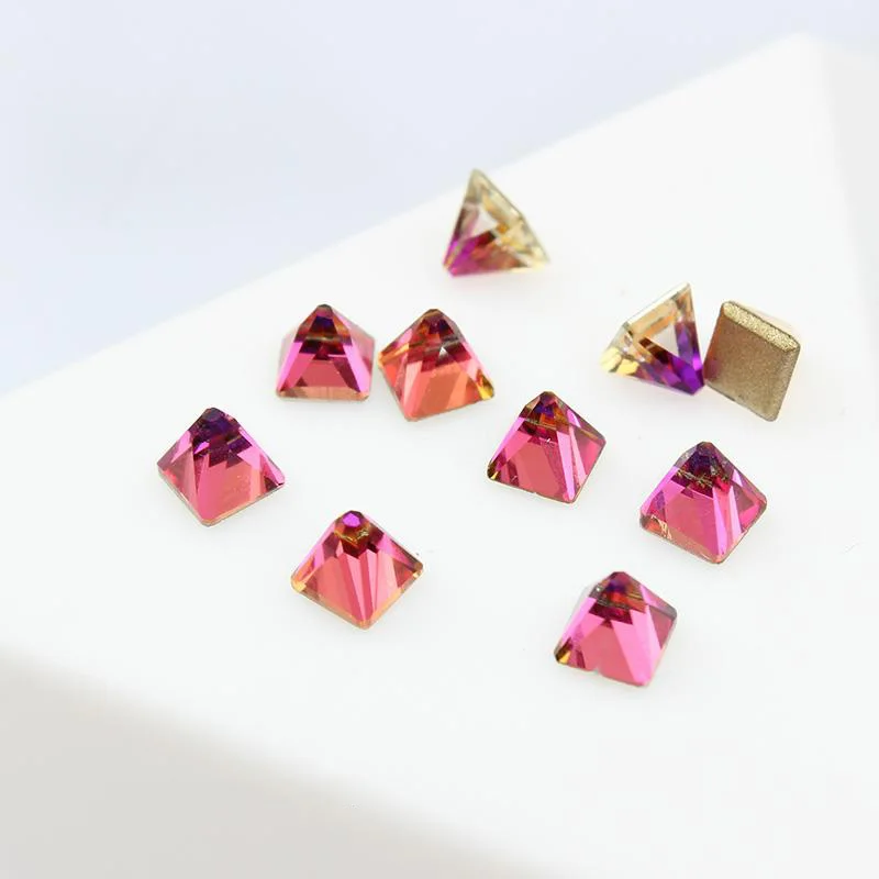 Purple Volcano Square Cone Shape Fancy Nail Art RhinestonesDIY Nails Decoration and Crafts | Дом и сад