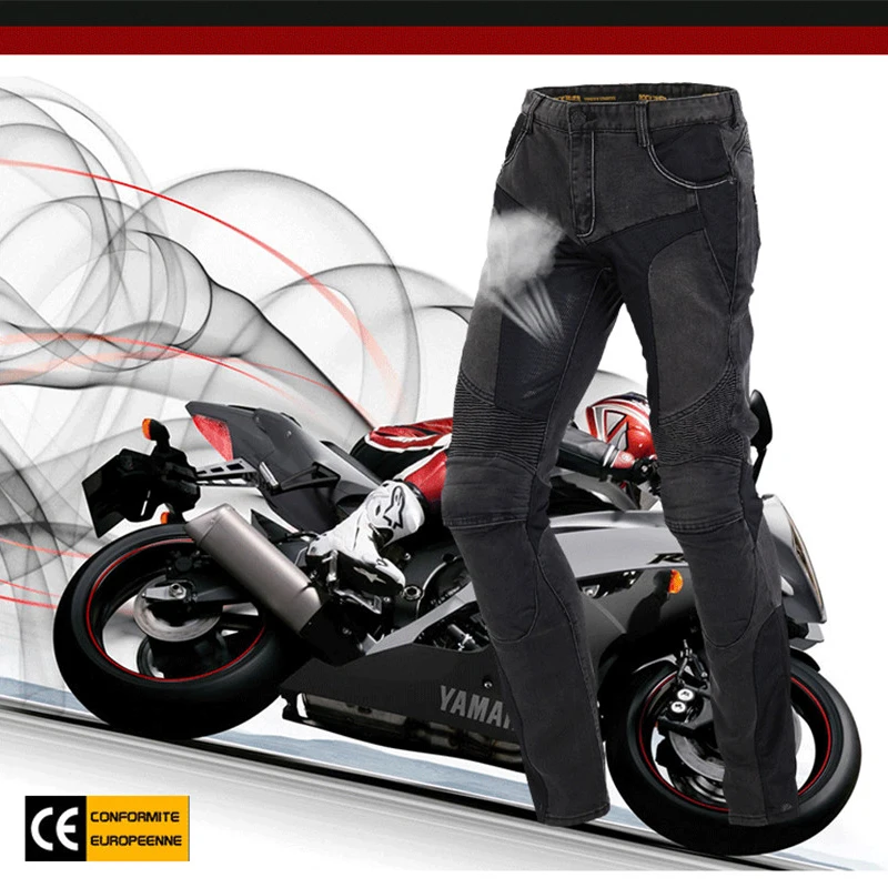 Летние мужские Штаны для езды на мотоцикле мото джинсы защитные штаны мотокросса джинсы с 4 X колено набедренная защита XXXL