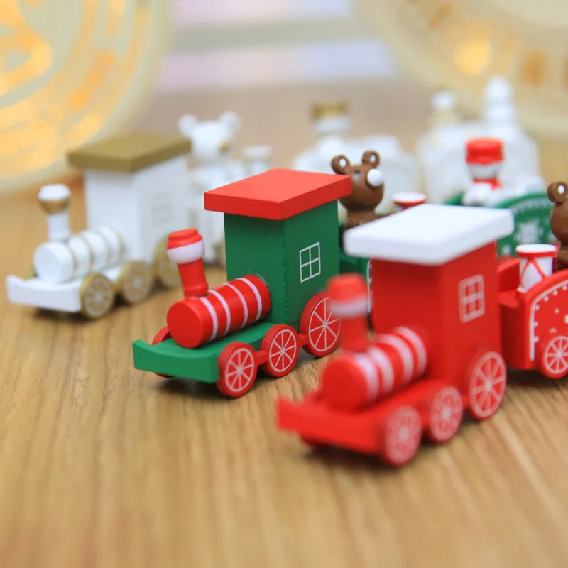 Wooden Decorative Christmas Train,great home decor for Xmas New year Asiproperuk Christmas wooden Train Toy Sets Christmas Mini Wooden Train Wood christmas Train Ornaments,Great Gift for Kids 