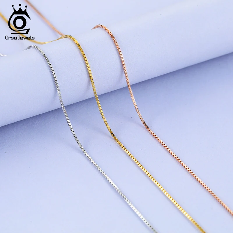 ORSA JEWELS Настоящее серебро 925 пробы цепочка в коробке для мужчин женщин серебряные ювелирные изделия позолота