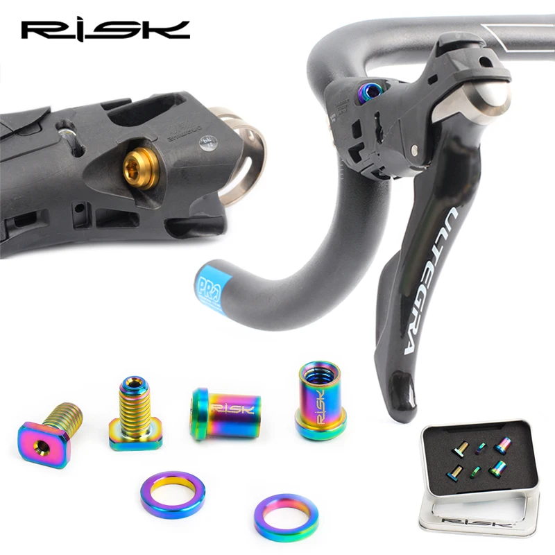 RISK Titanium Alloy Road Bike Shifter Lever Fixing Screw Gearshift Clamp Ring Fixed Bolt Lightweight Hand Change Head Fixing Nut