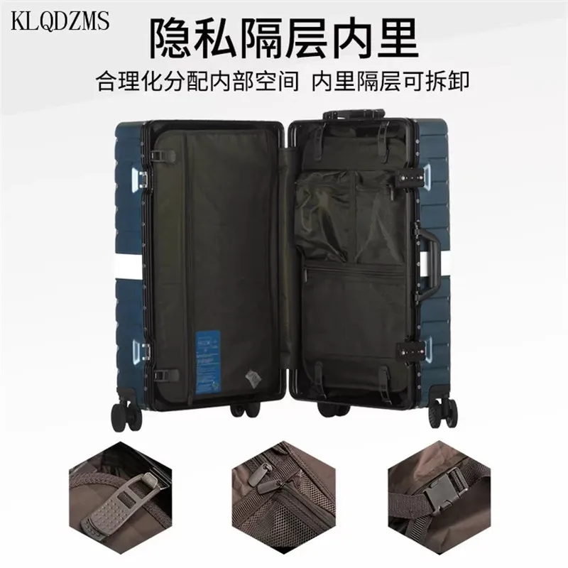 KLQDZMS 20"24"26"29inch Aluminum Frame Business Travel Hard Shell suitcase Spinner Cabin Trolley Suitcase Carry on Luggage