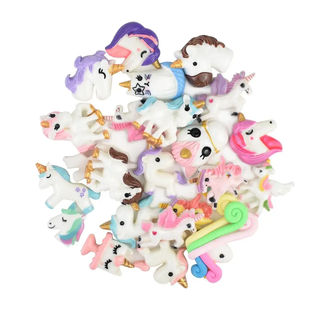 

HSDCraft Free shipping 30 pcs Mixed Unicorn Series 3D Resin planar resin for accessories