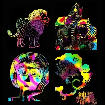 

50 Piece Rainbow Magic Scratch Paper for Kids Black Scratch Off K92D