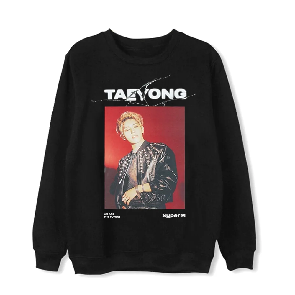 K-pop SuperM официальный же стиль поддерживающий Свитшот Kpop TAEYONG KAI BAEKHYUN TAEMIN LUCAS MARK TEN Толстовка с принтом пуловер