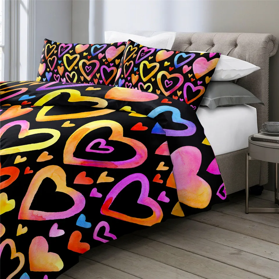 Постельные принадлежности Outlet буквы Комплект постельного белья I Love You пододеяльник для двуспальной кровати персонаж пододеяльник