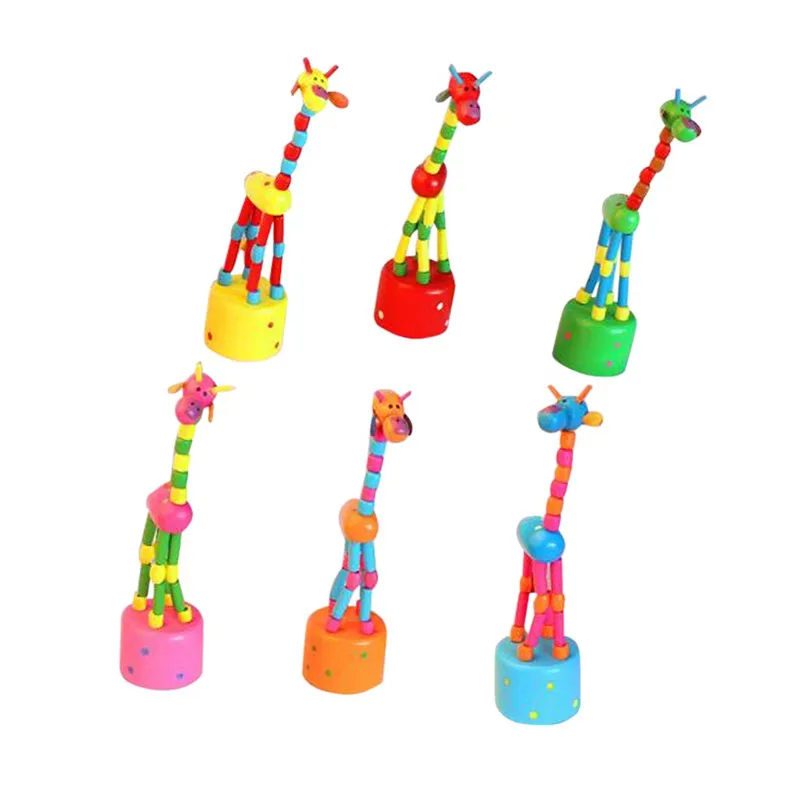 Giraffe wooden spring toy Kids Intelligence Toy Dancing Stand Rocking Wooden Toy juguetes #3N20 (6)