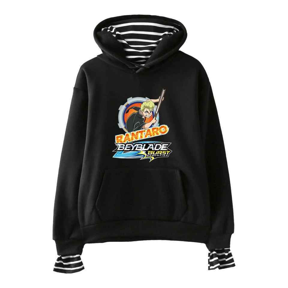 Beyblade Burst Evolution полосатые Лоскутные поддельные толстовки с капюшоном из двух