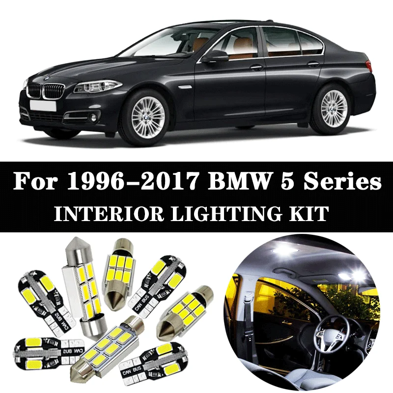 

Perfect White Error Free Canbus LED Lamp interior dome map roof light bulb Kit for 1996-2017 BMW 5 Series E39 E60 E61 F10 F11